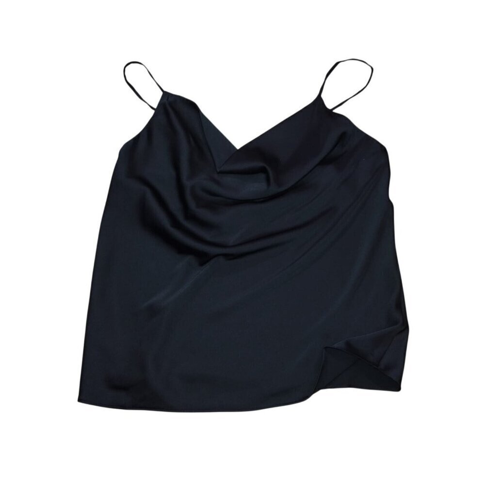 The Drop Black Satin-Look Polyester Cowl Neck Camisole Adjustable Strap Size L - Picture 5 of 7